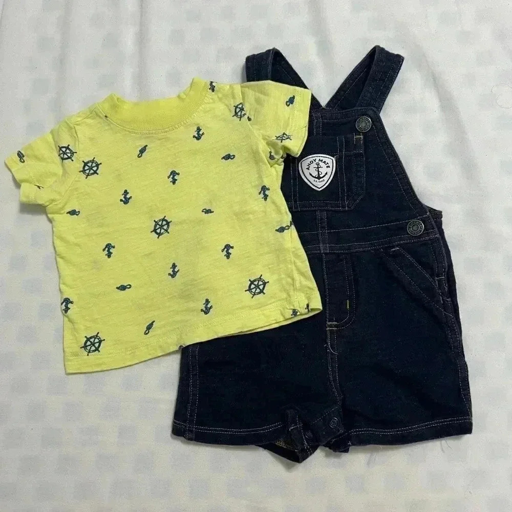 Carter's Ahoy Mate Overalls and Nautical Tee (Size 6 Months) - Picture 4 of 9